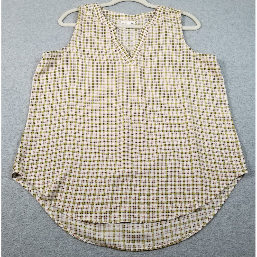Maurices Top Women's Large Multicolor Check Sleeveless V Neck Spring See Through